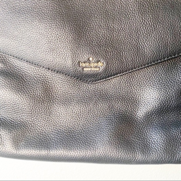 KATE SPADE Black Leather Suede Tote Purse - Picture 2 of 14